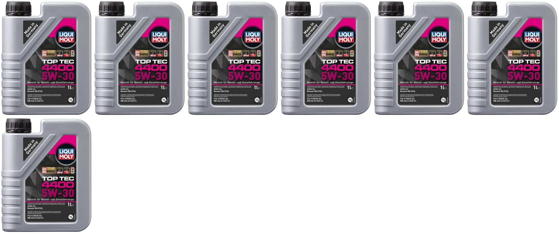 Liqui Moly 3750 5W-30 Top Tec 4400 Motoröl 7x 1l = 7 Liter