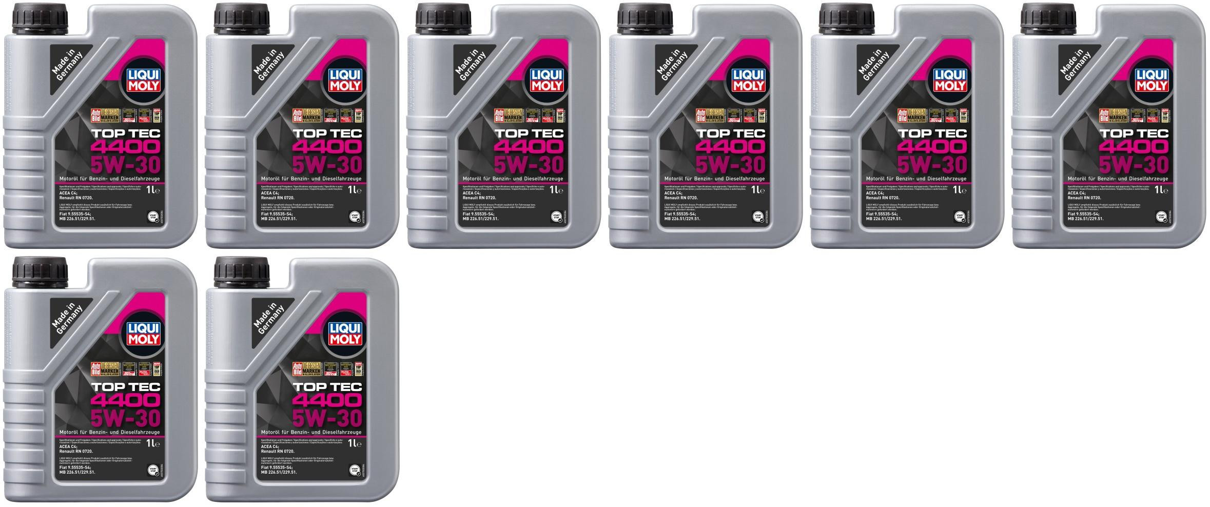 Liqui Moly 3750 5W-30 Top Tec 4400 Motoröl 8x 1l = 8 Liter