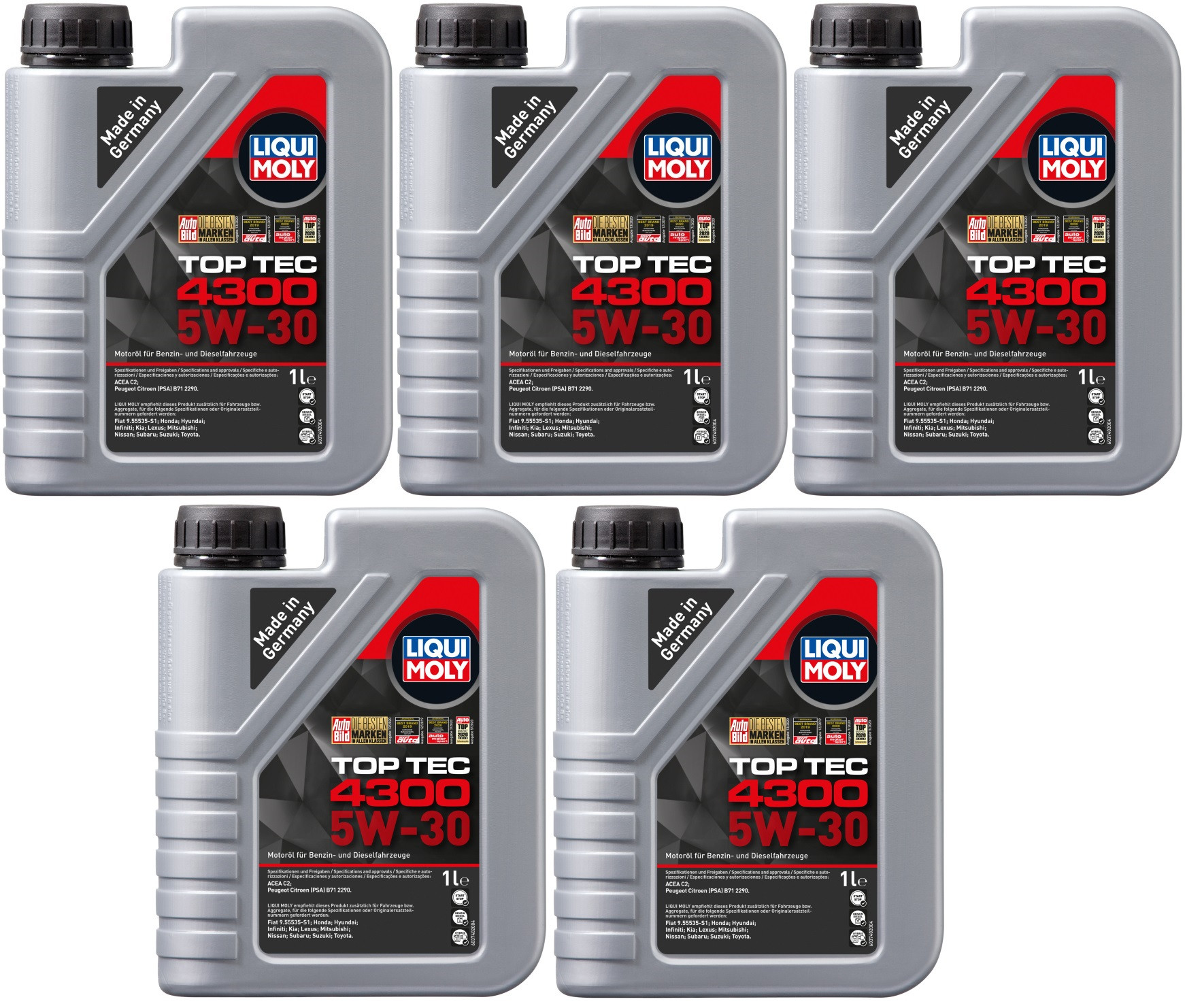 Liqui Moly 3740 5W-30 Top Tec 4300 Motoröl 5x 1l = 5 Liter