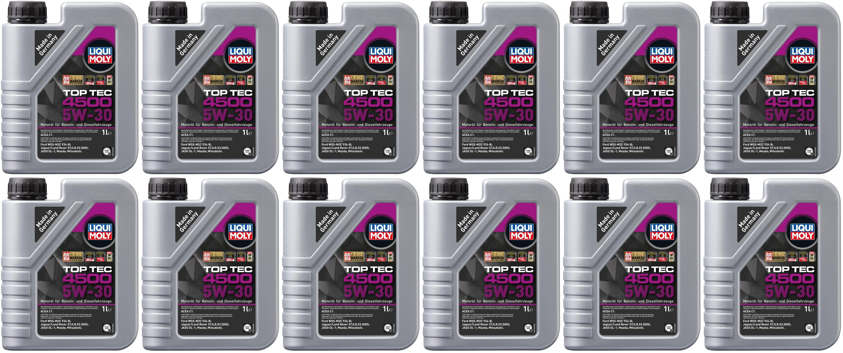 Liqui Moly 3724 5W-30 Top Tec 4500 Motoröl 12x 1l = 12 Liter