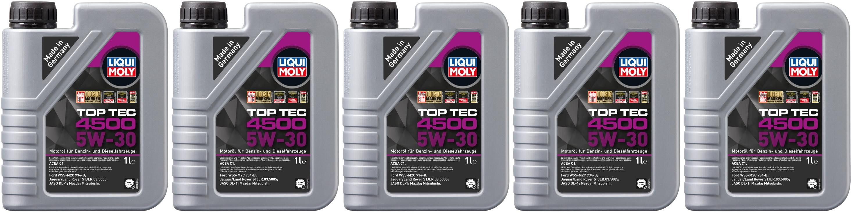 Liqui Moly 3724 5W-30 Top Tec 4500 Motoröl 5x 1l = 5 Liter