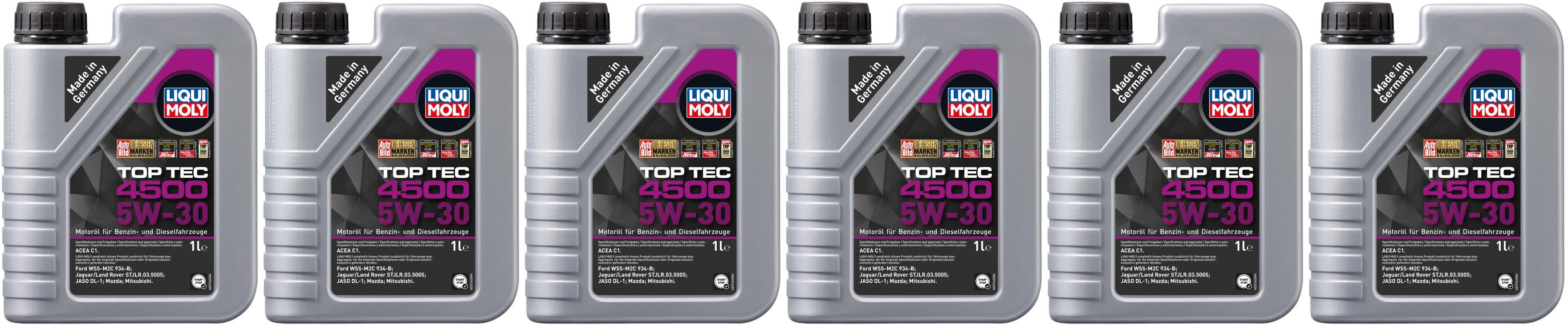 Liqui Moly 3724 5W-30 Top Tec 4500 Motoröl 6x 1l = 6 Liter