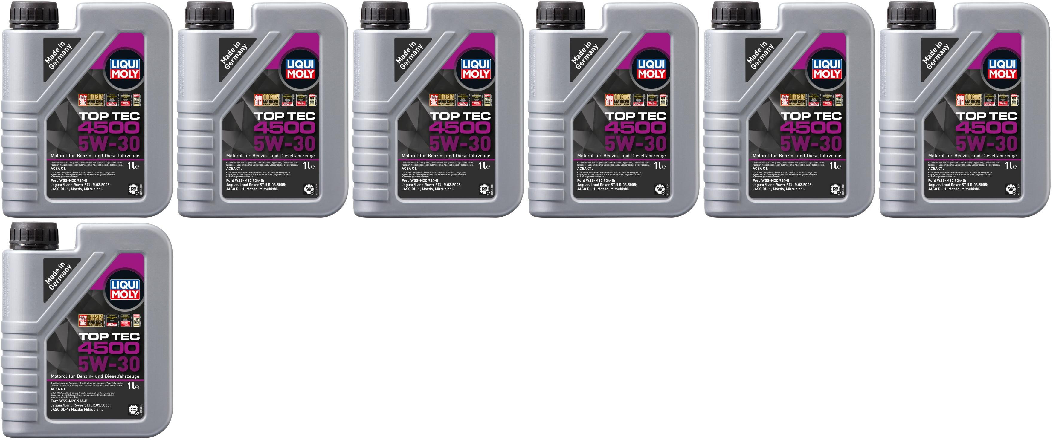 Liqui Moly 3724 5W-30 Top Tec 4500 Motoröl 7x 1l = 7 Liter