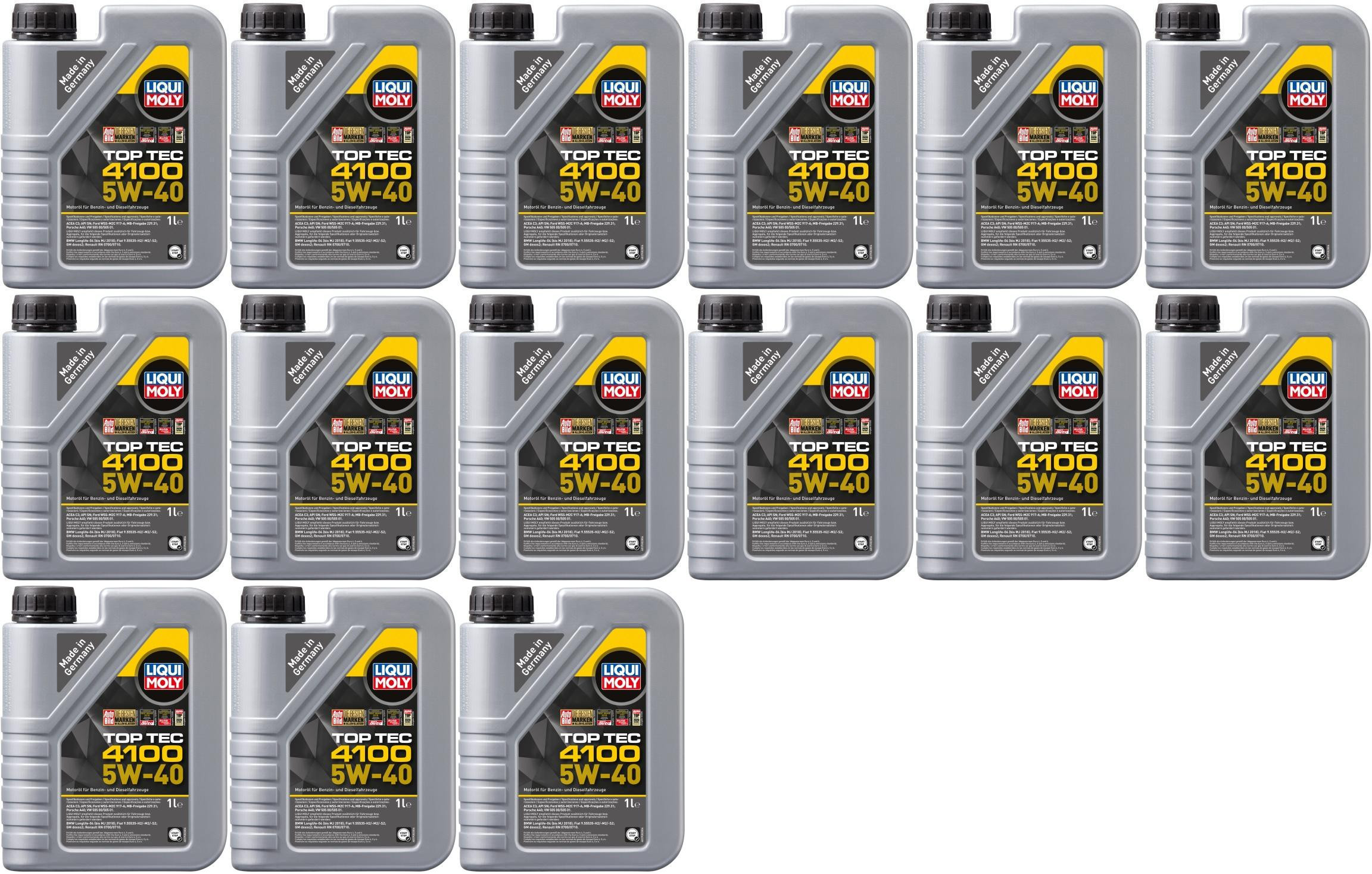 Liqui Moly 3700 Top Tec 4100 5W-40 Motoröl 15x 1l = 15 Liter