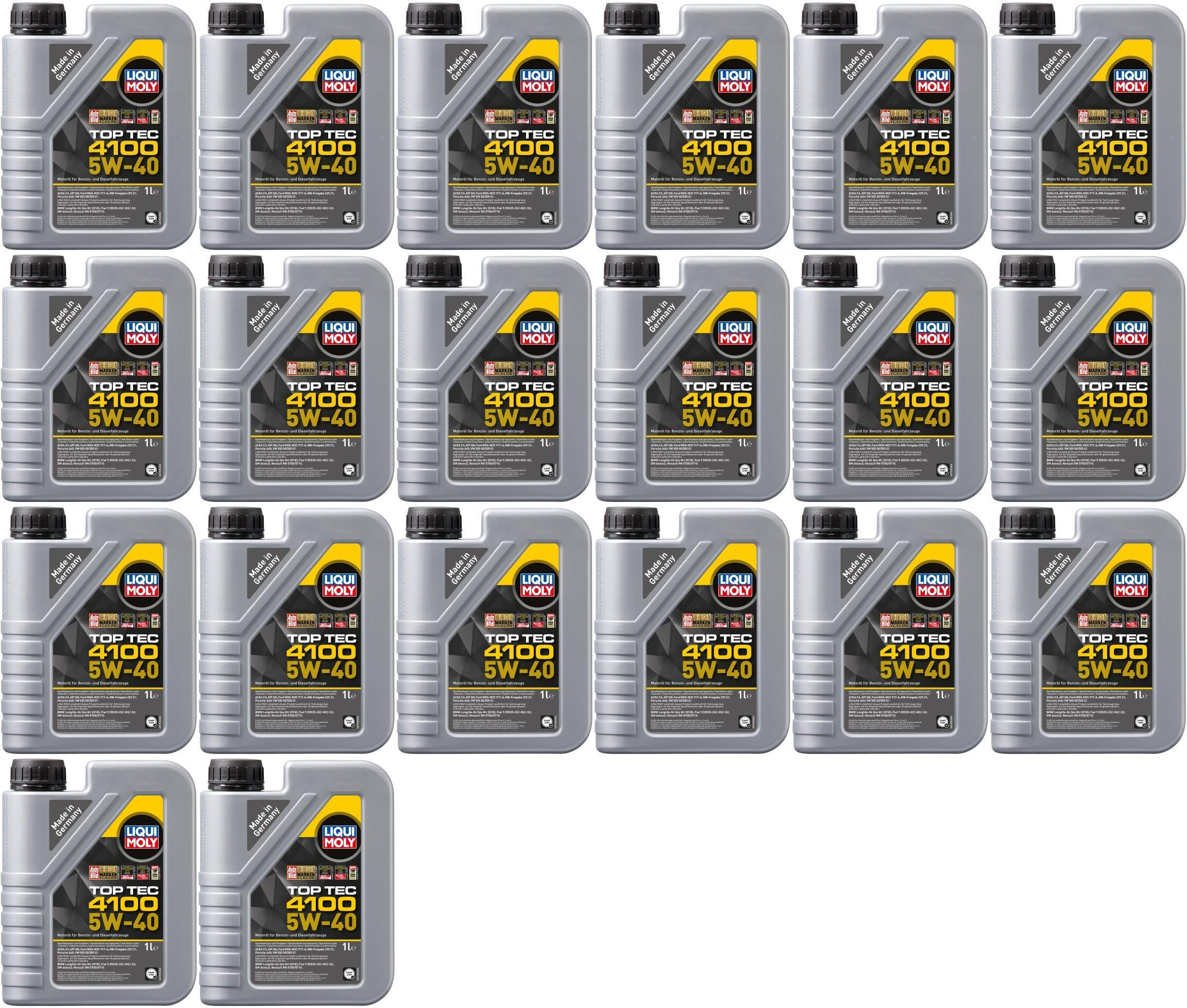 Liqui Moly 3700 Top Tec 4100 5W-40 Motoröl 20x 1l = 20 Liter