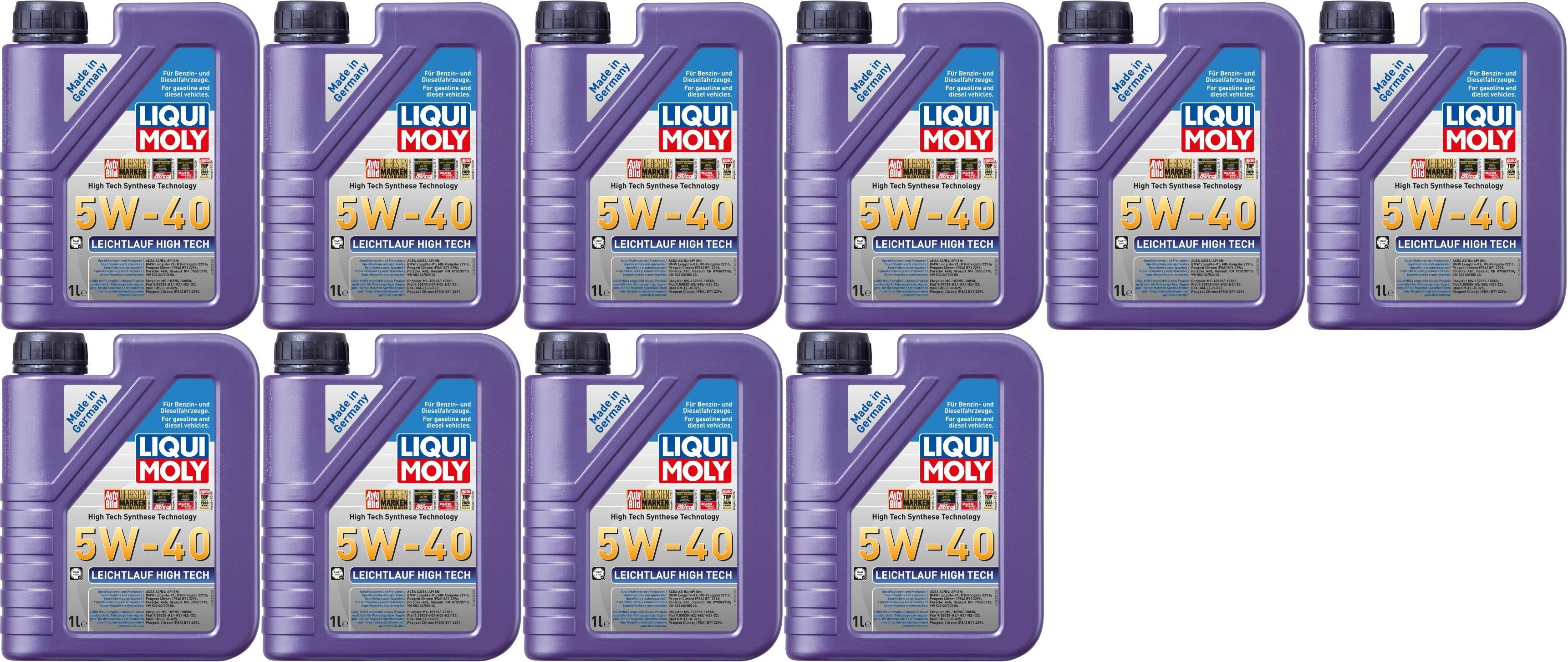 Liqui Moly 3863 Leichtlauf High Tech 5W-40 Motoröl 10x 1l = 10 Liter