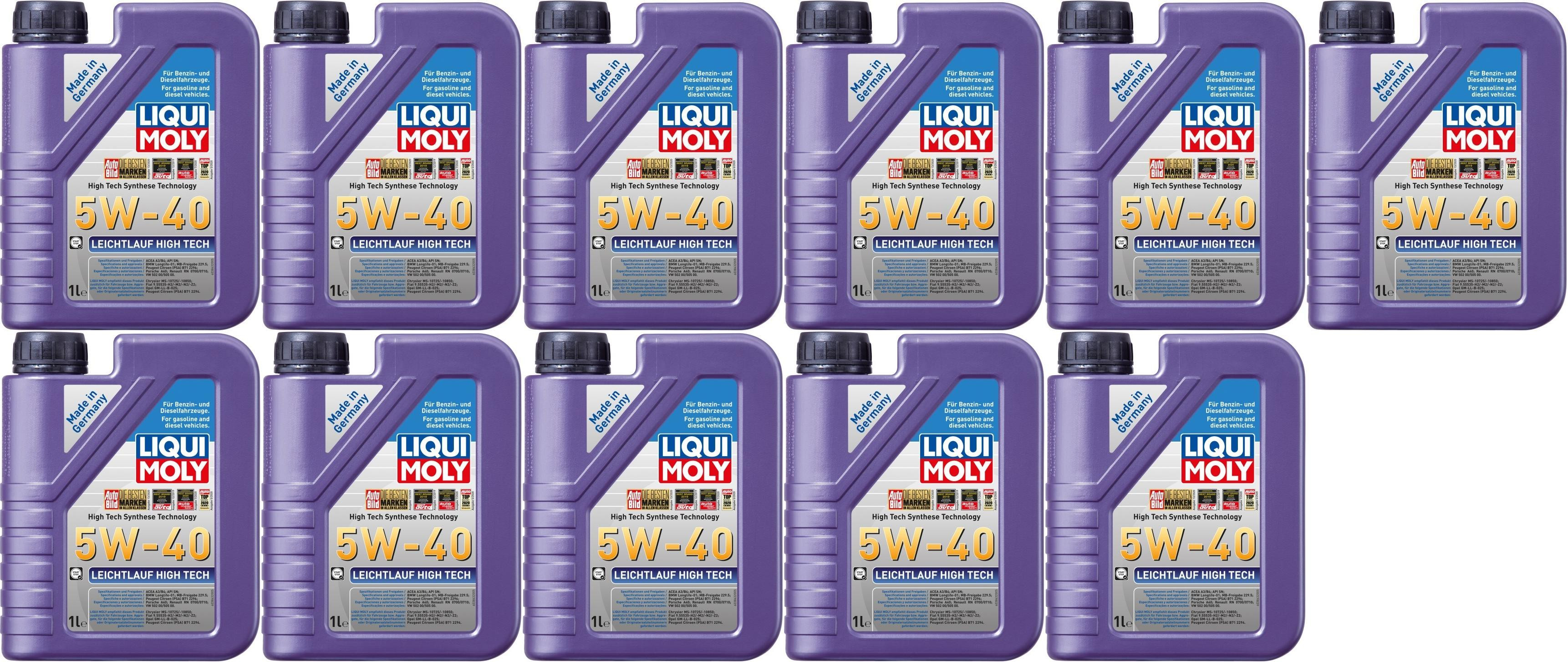 Liqui Moly 3863 Leichtlauf High Tech 5W-40 Motoröl 11x 1l = 11 Liter