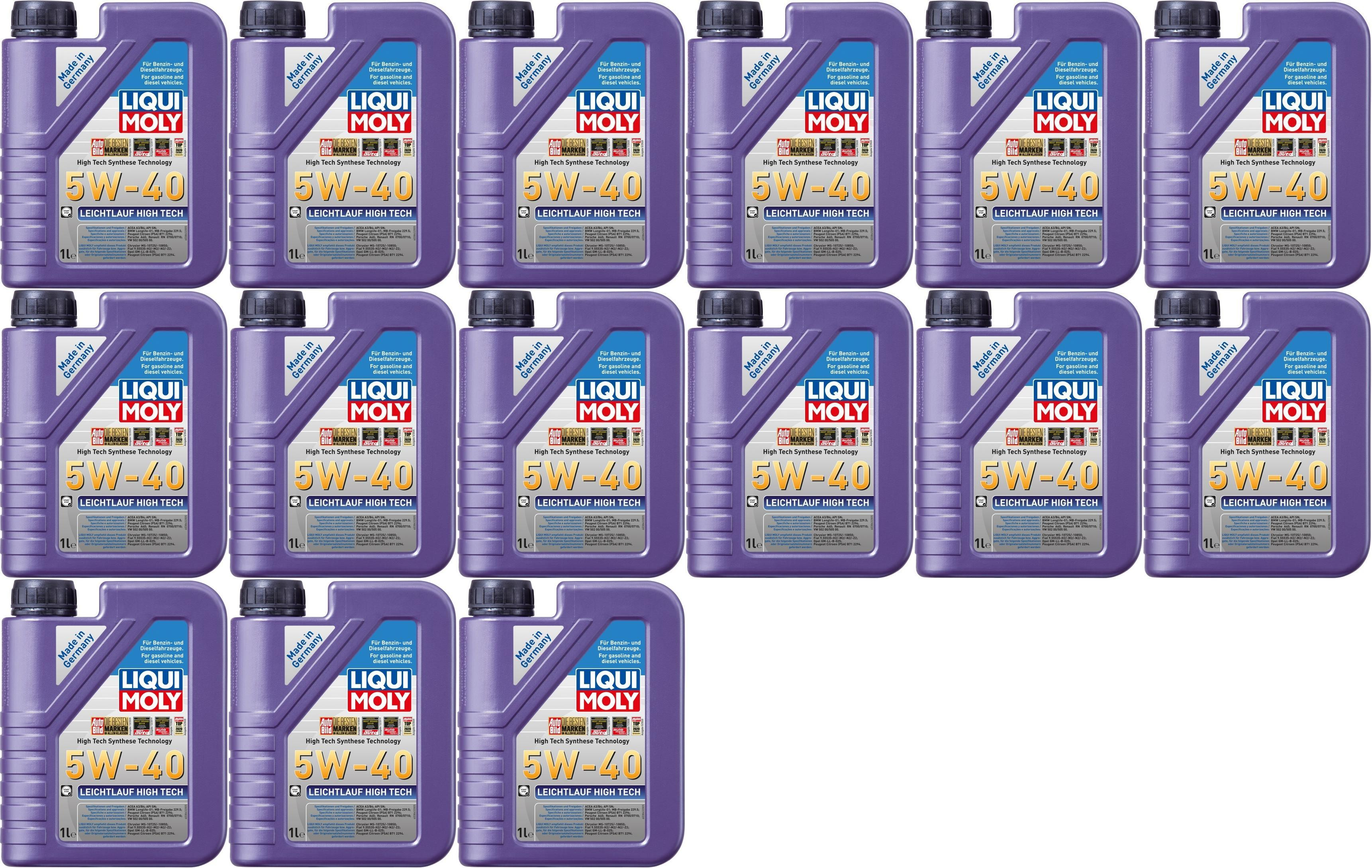 Liqui Moly 3863 Leichtlauf High Tech 5W-40 Motoröl 15x 1l = 15 Liter