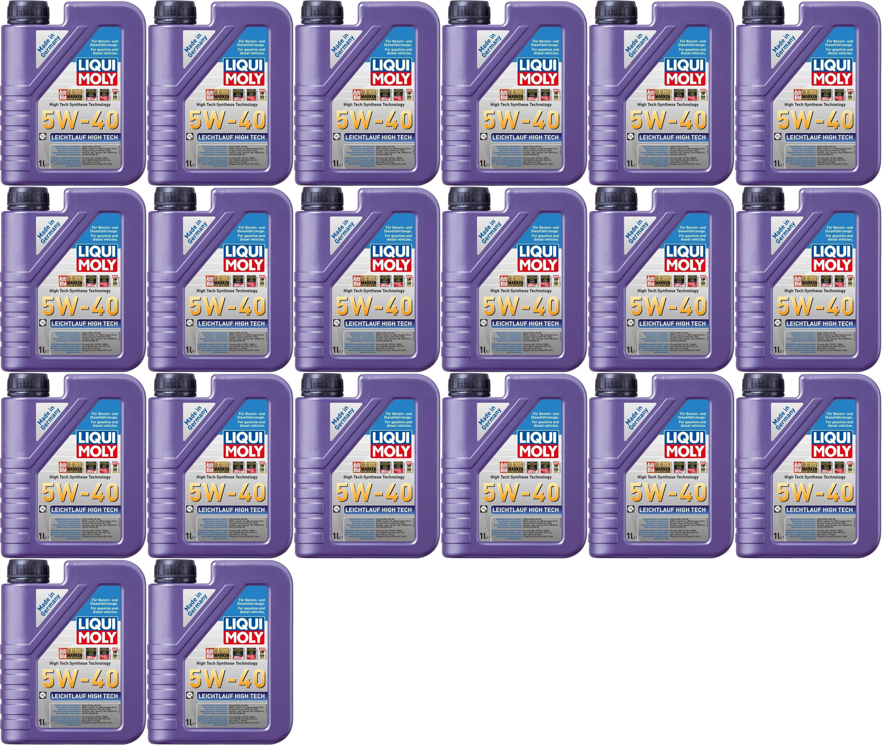Liqui Moly 3863 Leichtlauf High Tech 5W-40 Motoröl 20x 1l = 20 Liter