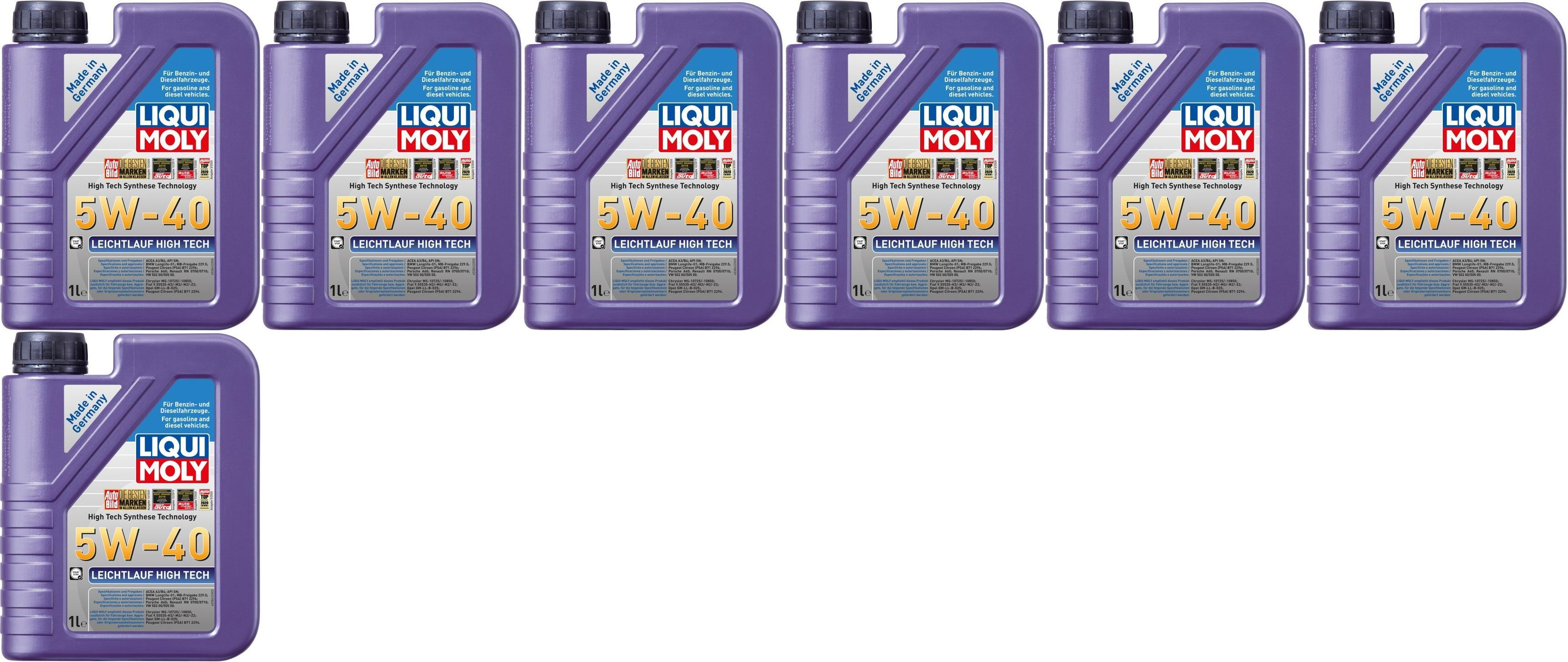 Liqui Moly 3863 Leichtlauf High Tech 5W-40 Motoröl 7x 1l = 7 Liter