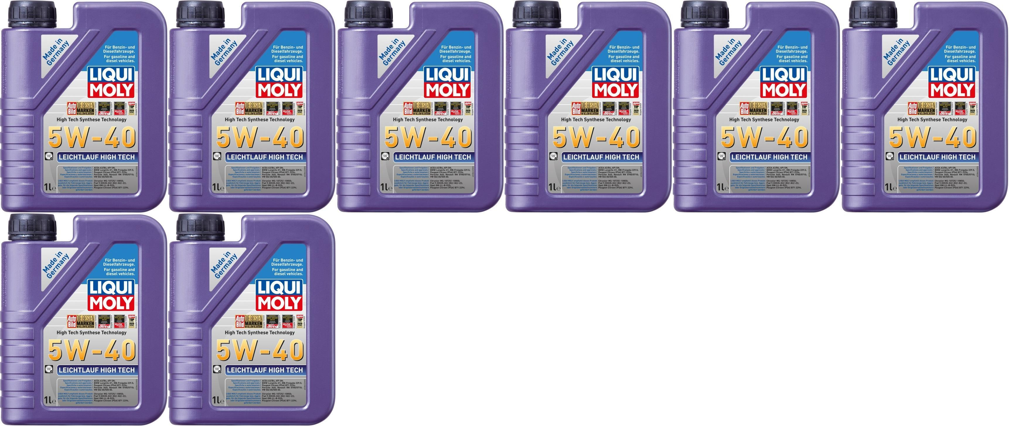 Liqui Moly 3863 Leichtlauf High Tech 5W-40 Motoröl 8x 1l = 8 Liter