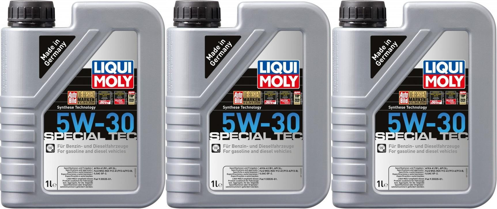 Liqui Moly 1163 Special Tec 5W-30 Motoröl 3x 1l = 3 Liter