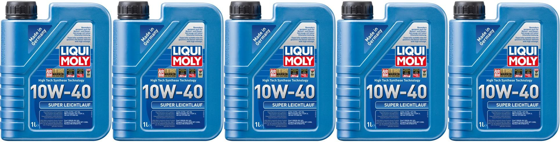 Liqui Moly 1300 Super Leichtlauföl 10W-40 Diesel & Benziner 5x 1l = 5 Liter