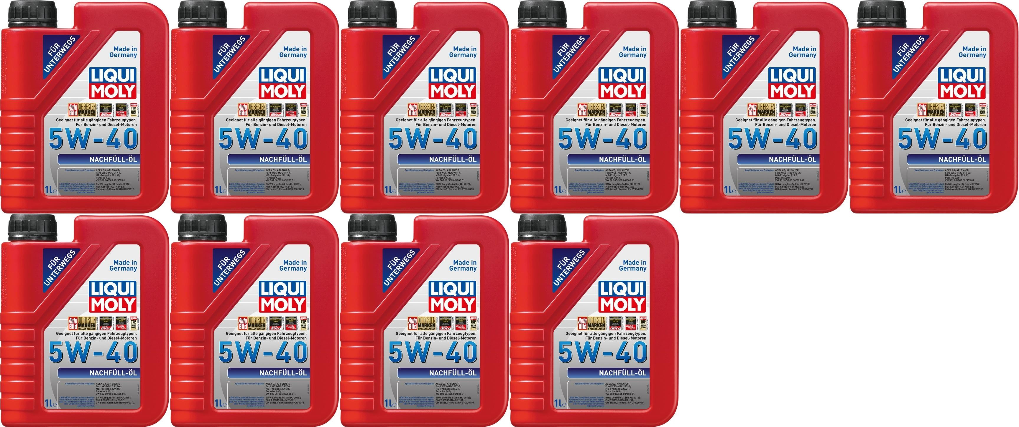 Liqui Moly 1305 Nachfüll Öl 5W-40 Motoröl 10x 1l = 10 Liter