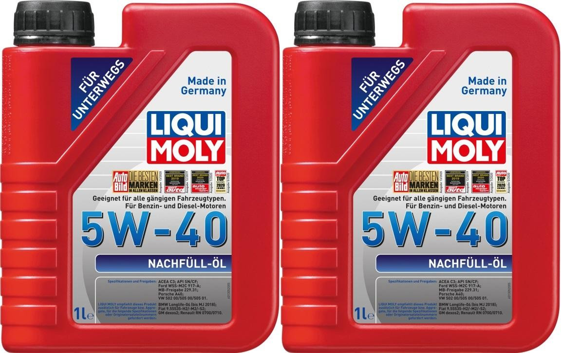 Liqui Moly 1305 Nachfüll Öl 5W-40 Motoröl 2x 1l = 2 Liter