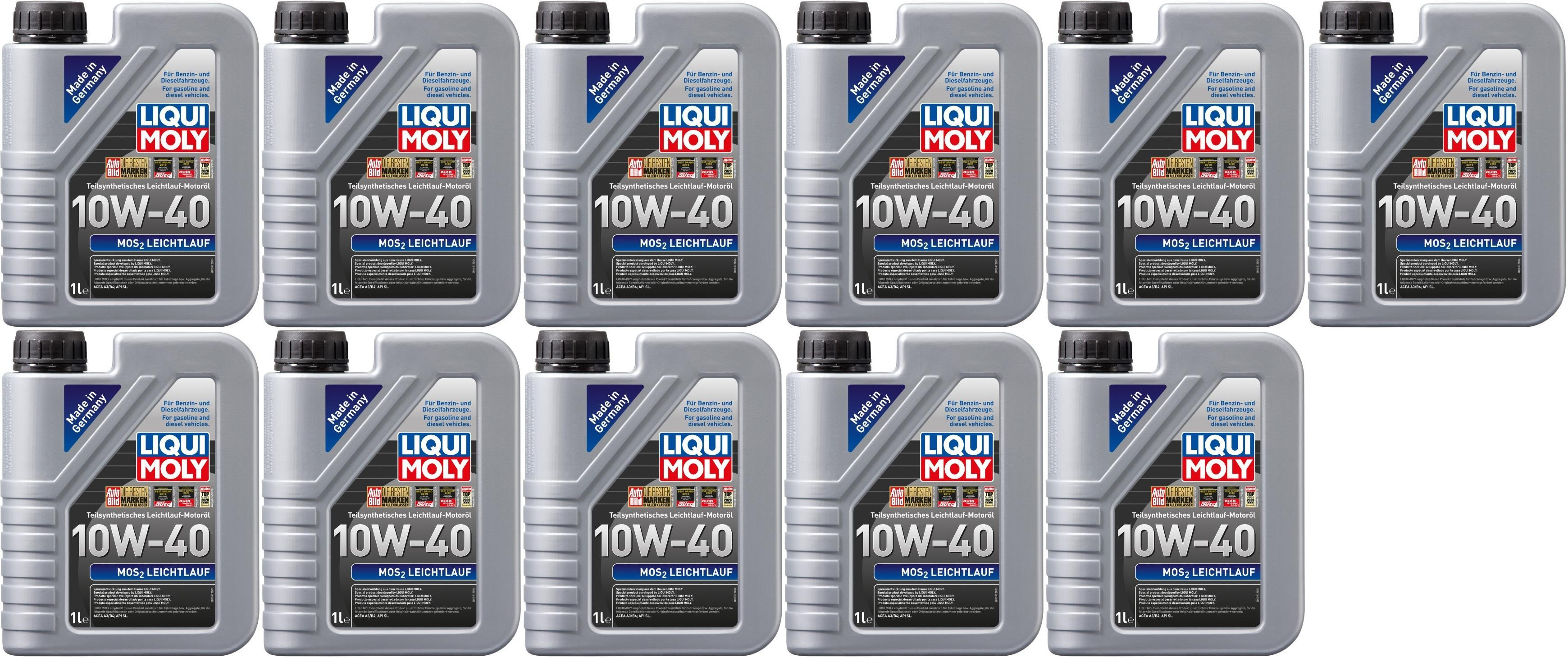 Liqui Moly 1091 MoS2 Leichtlauf Diesel & Benziner 10W-40 11x 1l = 11 Liter