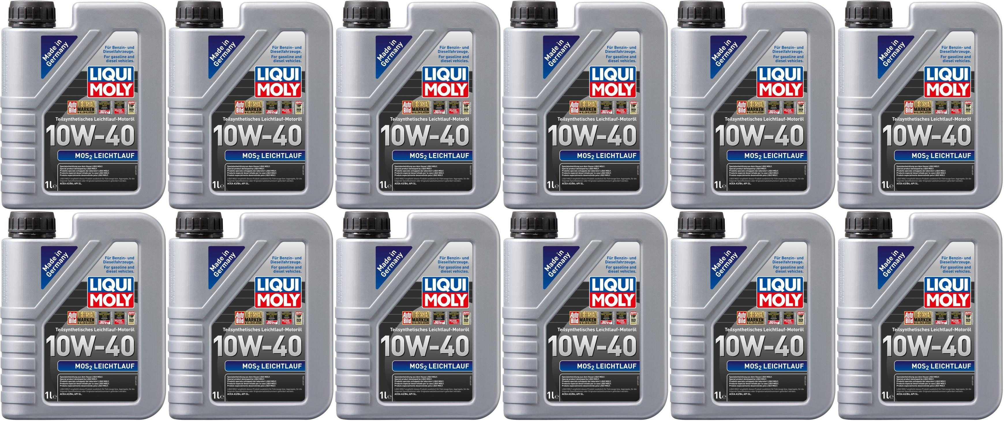 Liqui Moly 1091 MoS2 Leichtlauf Diesel & Benziner 10W-40 12x 1l = 12 Liter
