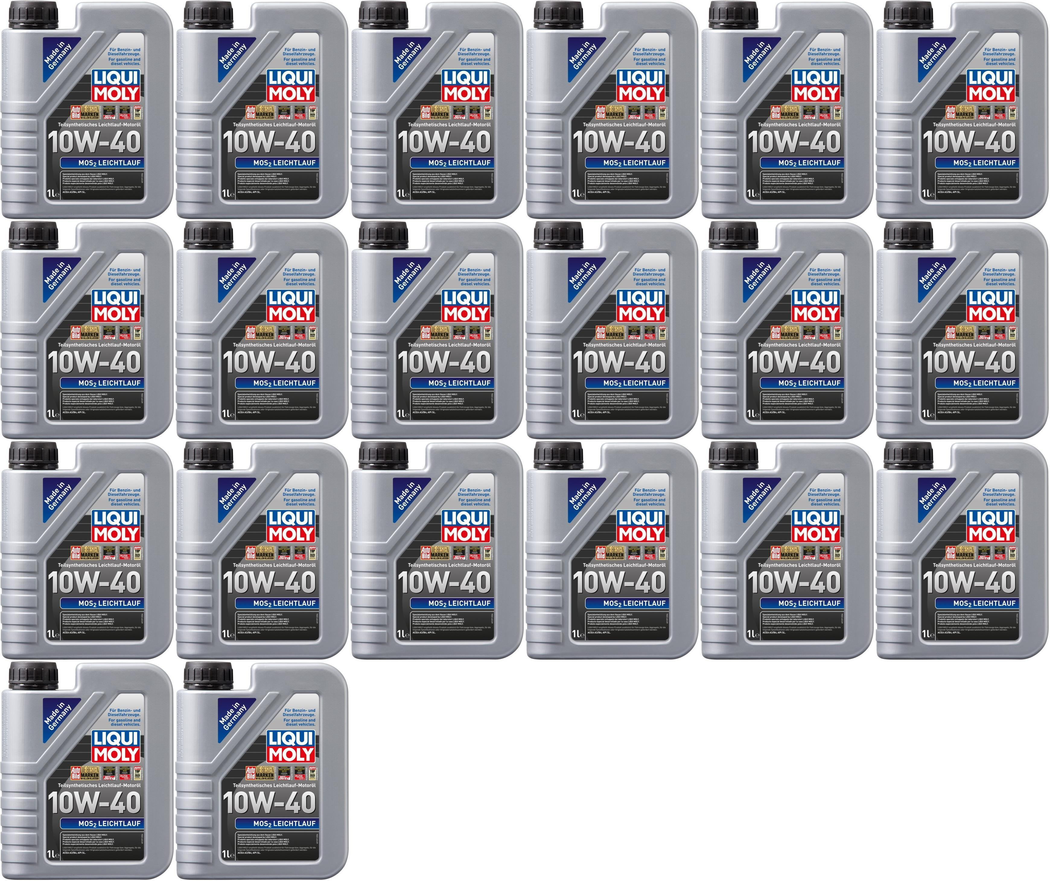 Liqui Moly 1091 MoS2 Leichtlauf Diesel & Benziner 10W-40 20x 1l = 20 Liter