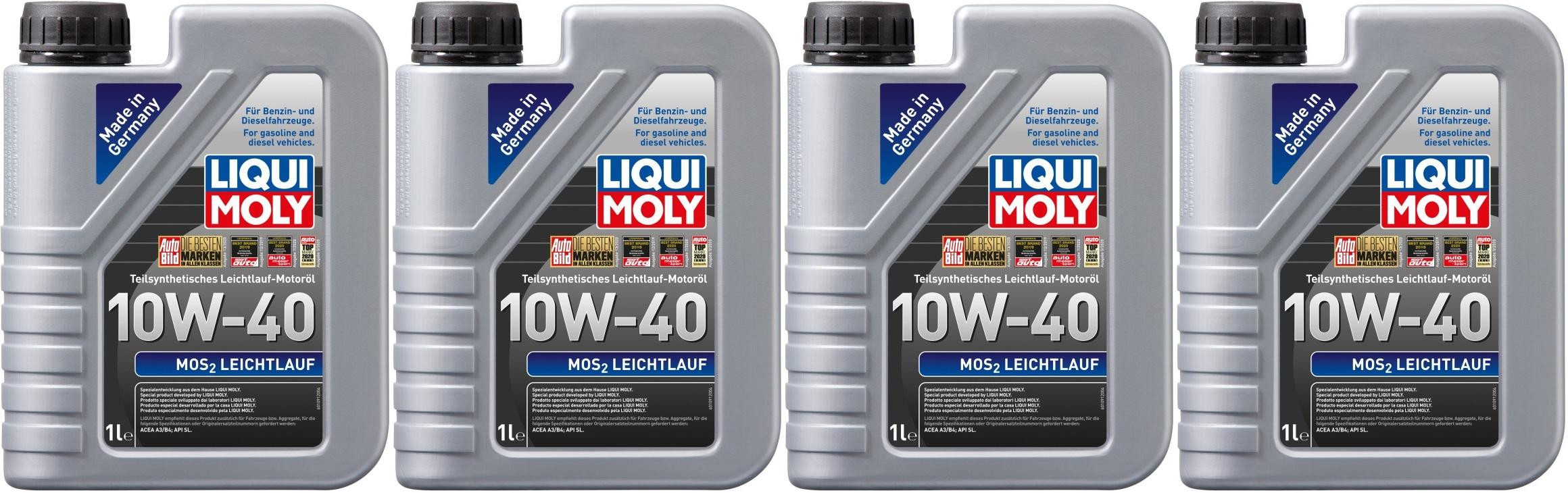 Liqui Moly 1091 MoS2 Leichtlauf Diesel & Benziner 10W-40 4x 1l = 4 Liter