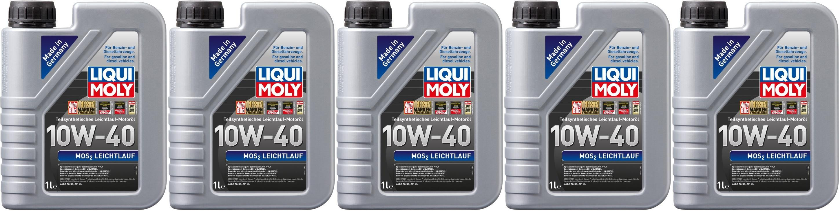 Liqui Moly 1091 MoS2 Leichtlauf Diesel & Benziner 10W-40 5x 1l = 5 Liter