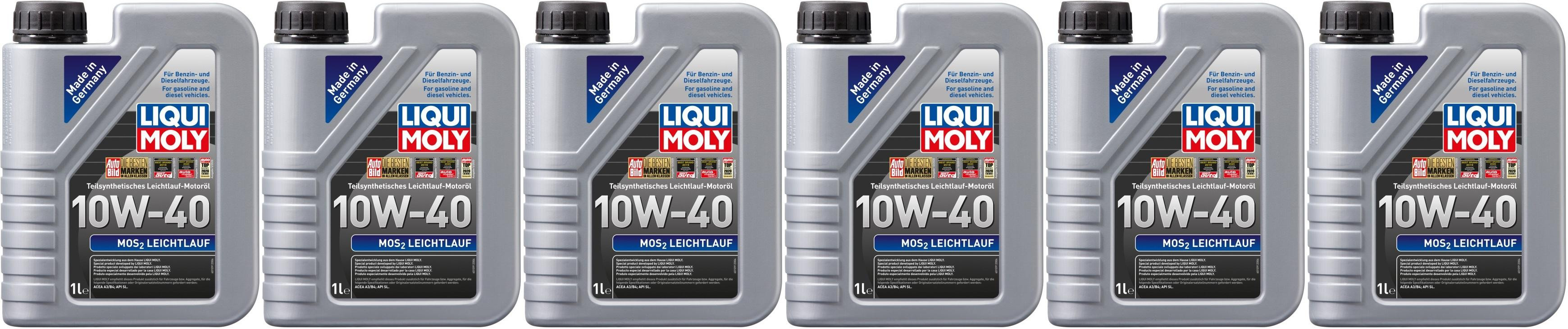 Liqui Moly 1091 MoS2 Leichtlauf Diesel & Benziner 10W-40 6x 1l = 6 Liter