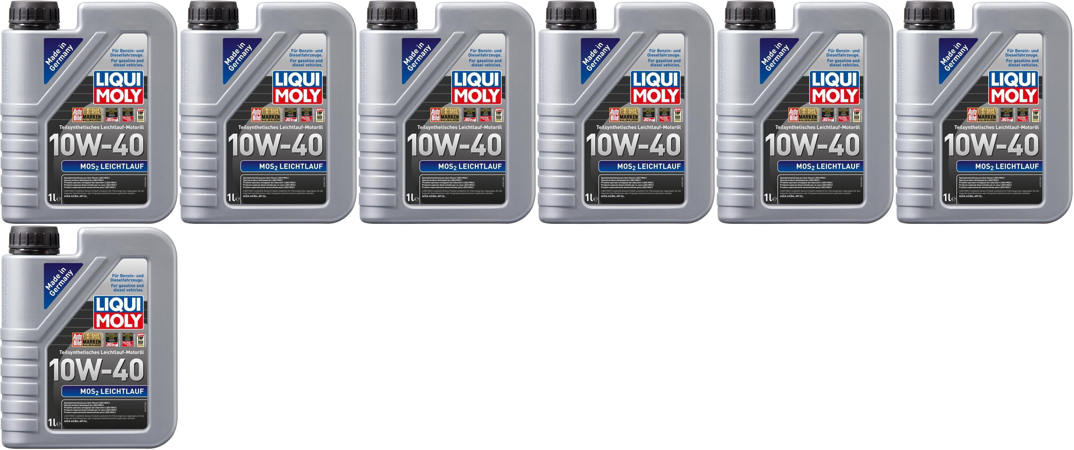 Liqui Moly 1091 MoS2 Leichtlauf Diesel & Benziner 10W-40 7x 1l = 7 Liter