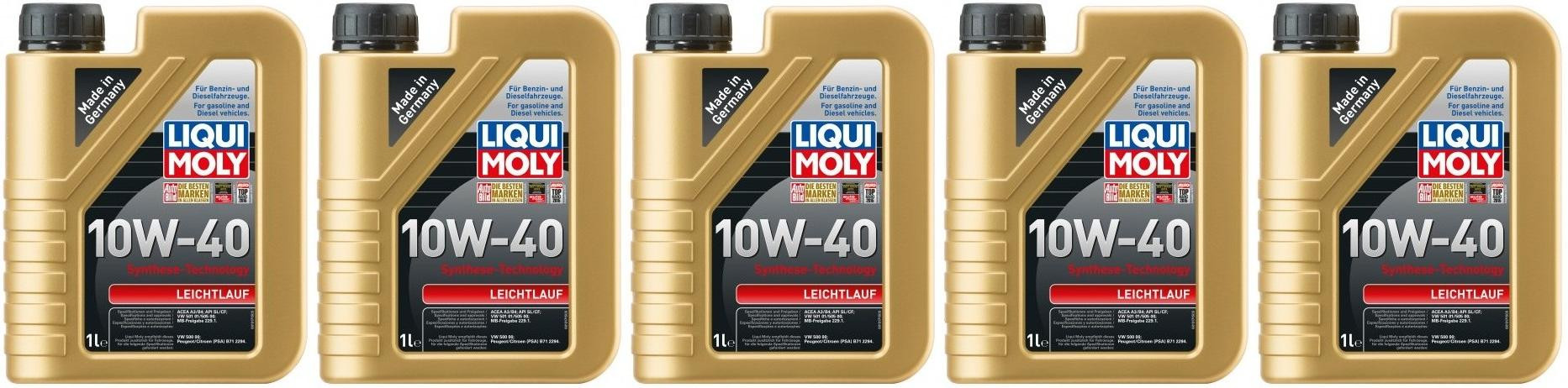 Liqui Moly 1317 Leichtlauf 10W-40 Diesel & Benziner Motoröliter 5x 1l = 5 Liter