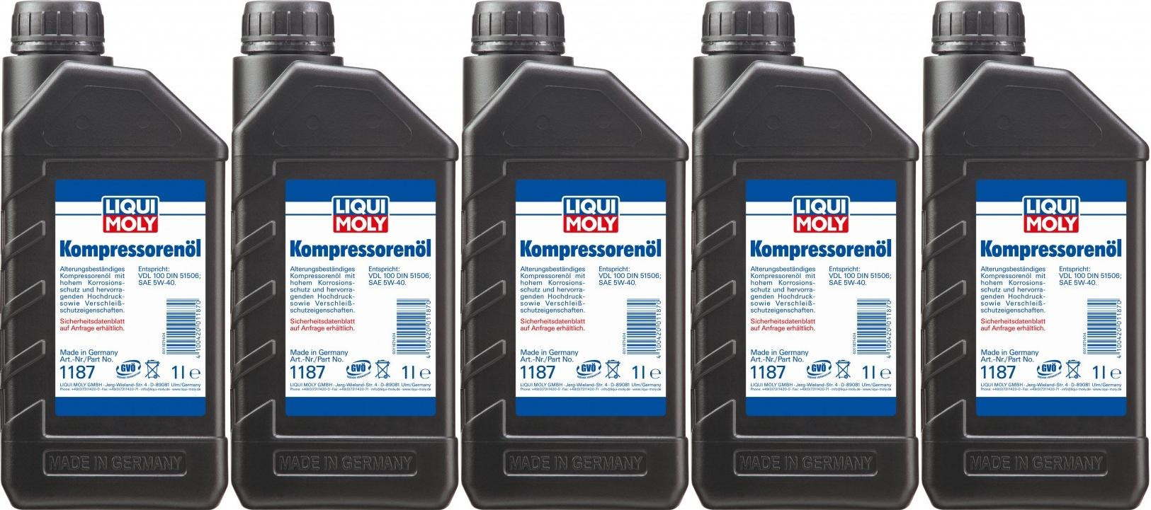 Liqui Moly 1187 Kompressorenöl 5x 1l = 5 Liter