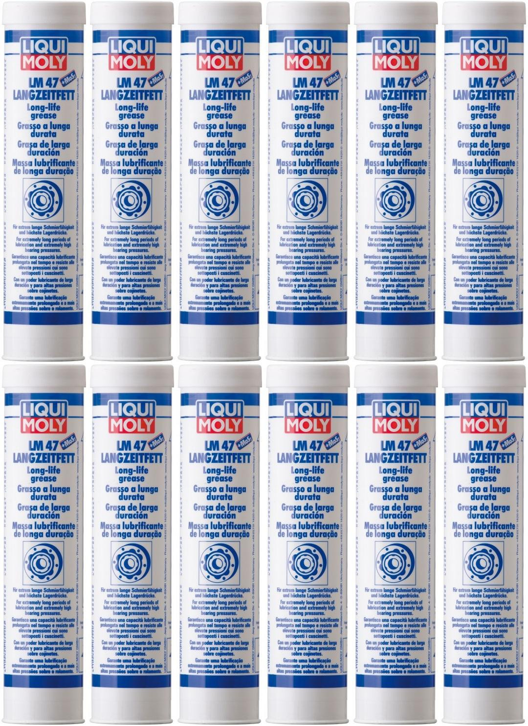 Liqui Moly 3520 LM 47 Langzeitfett + MoS2 Fett Kartusche 12x 400 Gramm