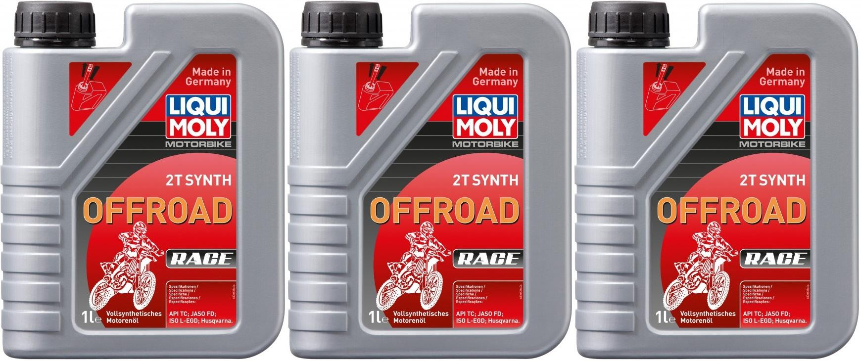 Liqui Moly 3063 Motorbike 2T Synth Offroad Race Motorrad Motoröl 3x 1l = 3 Liter