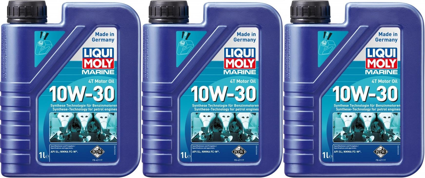 Liqui Moly 25022 Marine 4T Motor Oil 10W-30 3x 1l = 3 Liter
