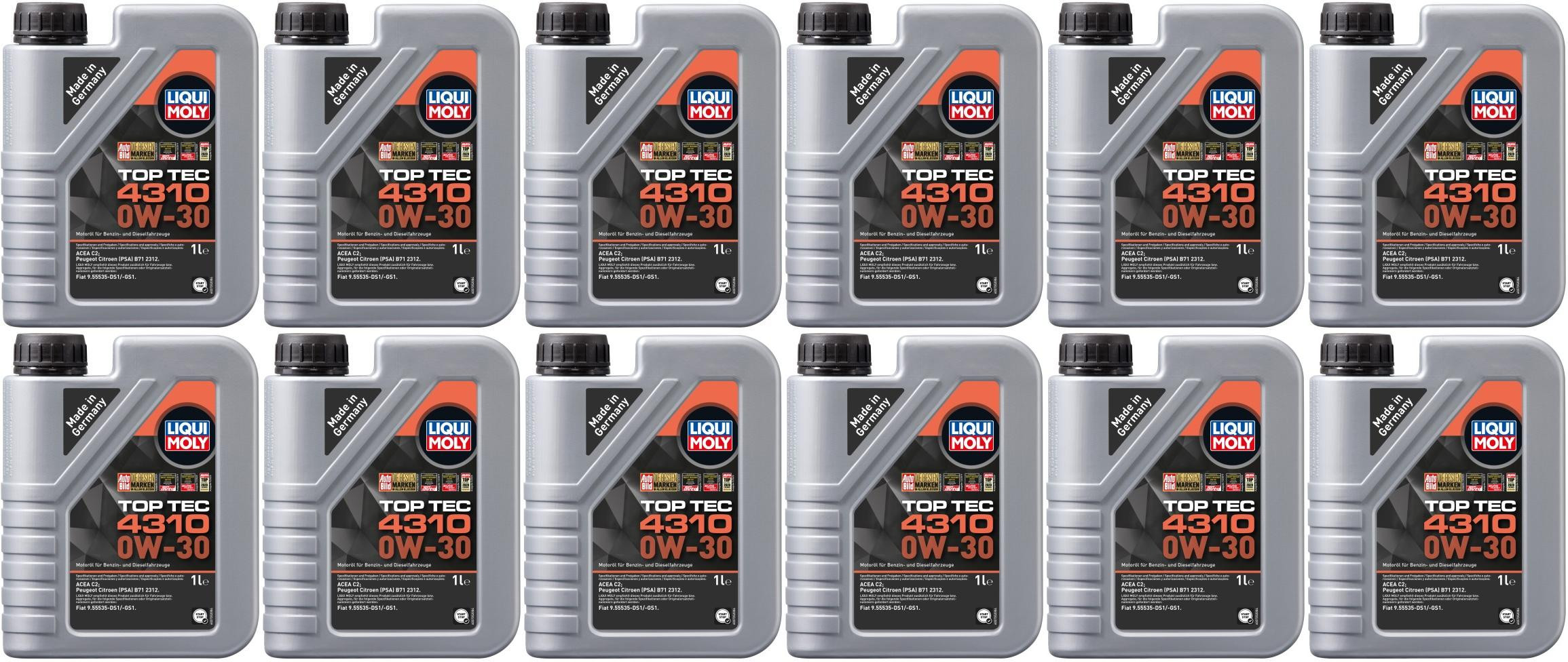 Liqui Moly 3735 Top Tec 4310 0W-30 Motoröl 12x 1l = 12 Liter