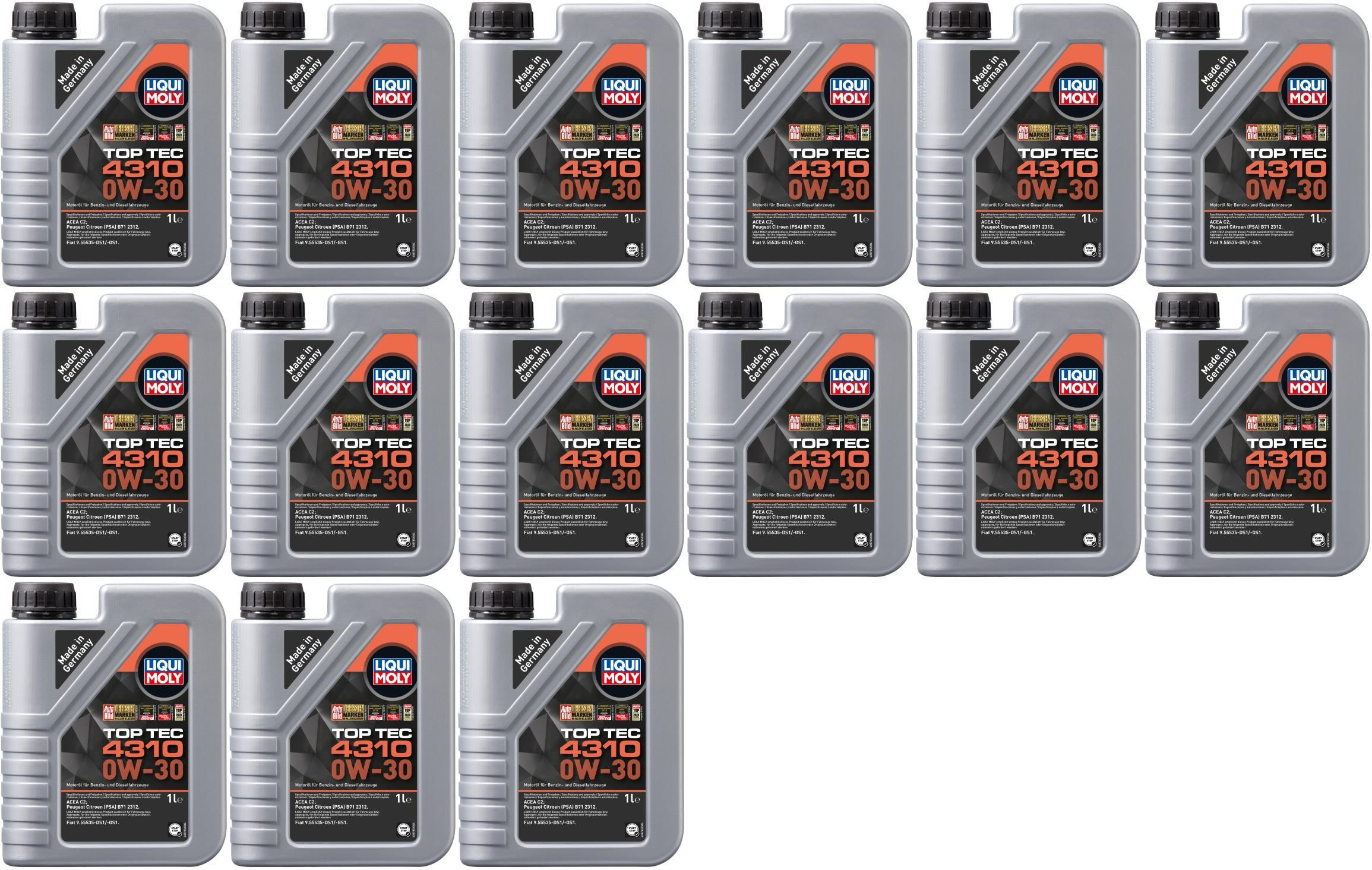 Liqui Moly 3735 Top Tec 4310 0W-30 Motoröl 15x 1l = 15 Liter
