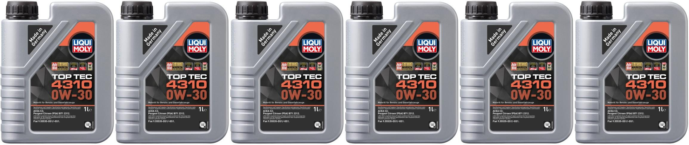 Liqui Moly 3735 Top Tec 4310 0W-30 Motoröl 6x 1l = 6 Liter