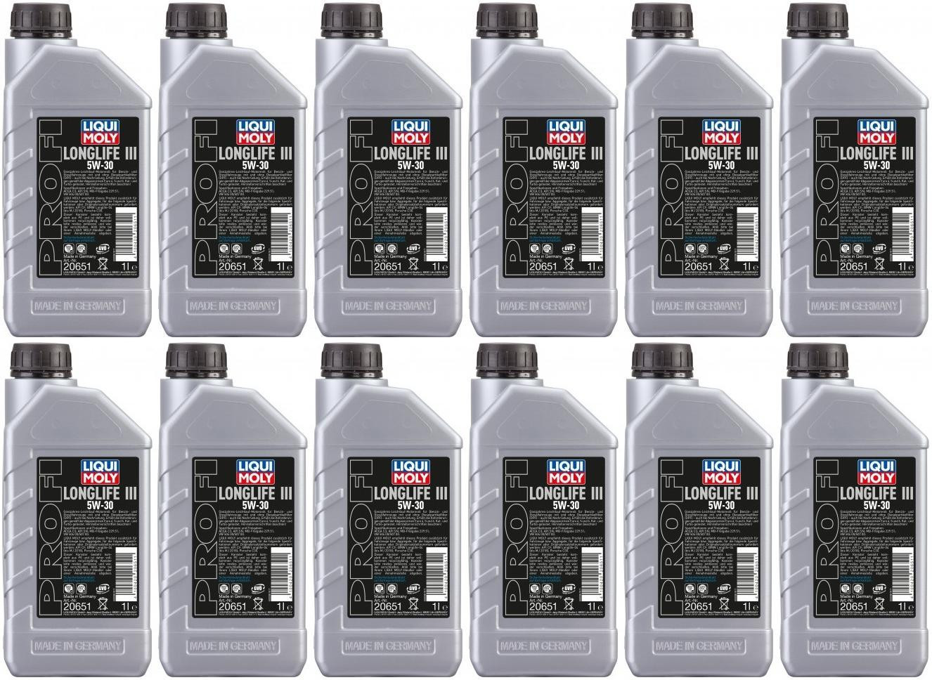 Liqui Moly 20651 Profi Longlife III 5W-30 Motoröl 12x 1l = 12 Liter