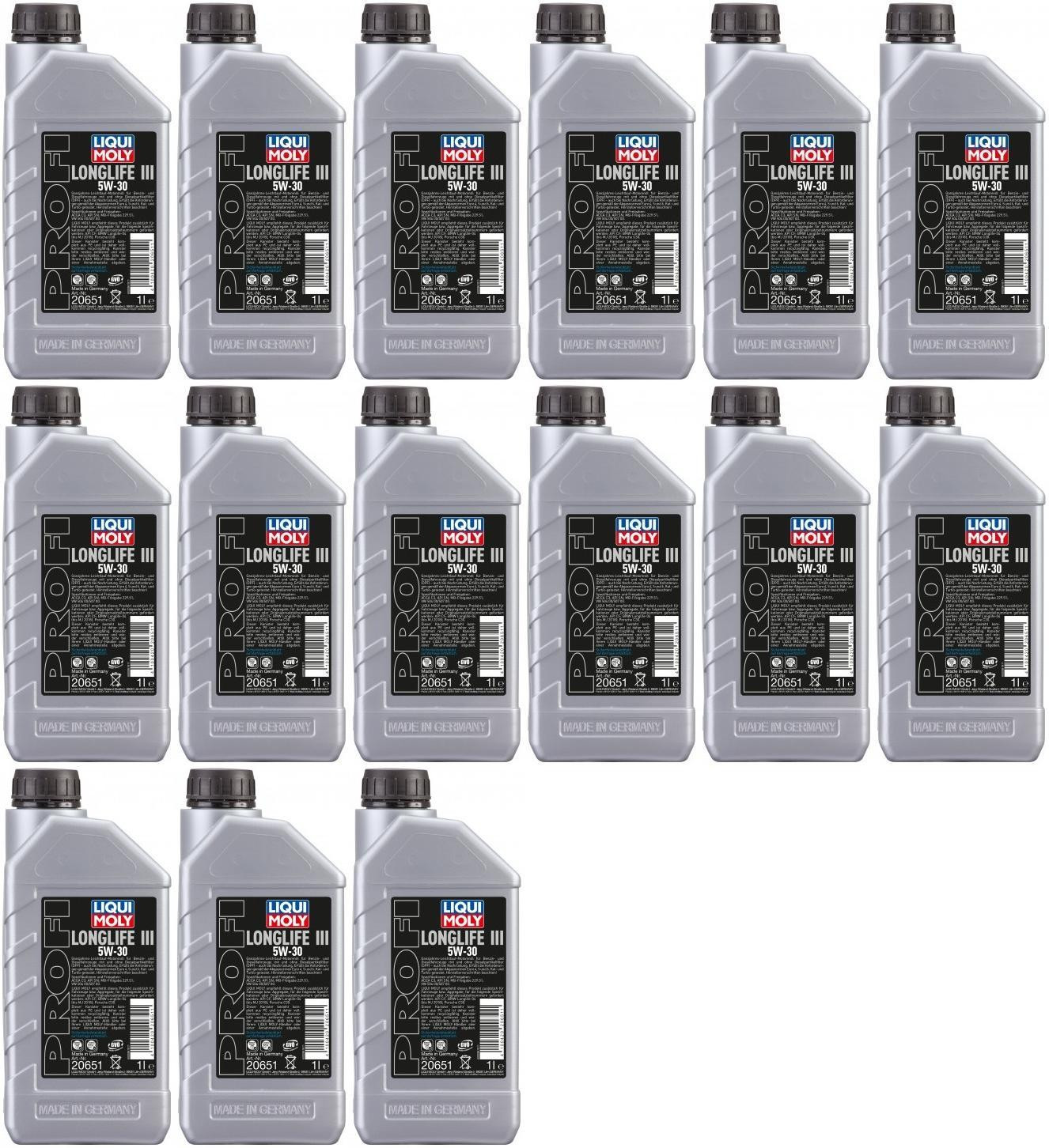 Liqui Moly 20651 Profi Longlife III 5W-30 Motoröl 15x 1l = 15 Liter