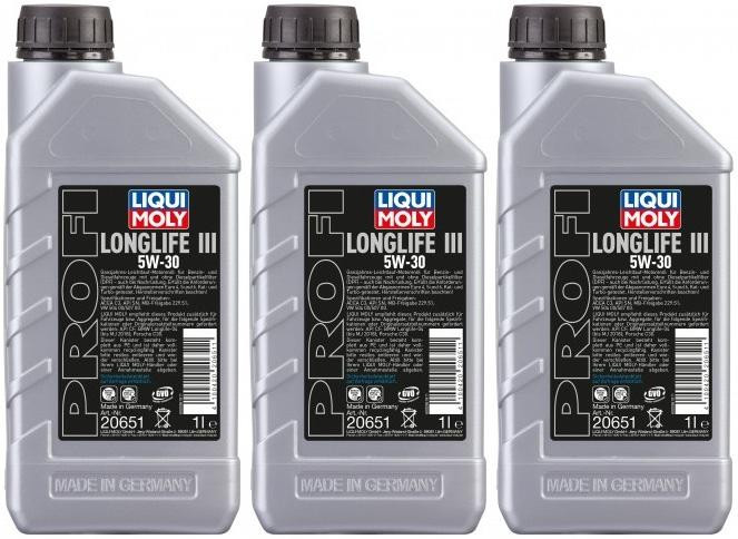 Liqui Moly 20651 Profi Longlife III 5W-30 Motoröl 3x 1l = 3 Liter