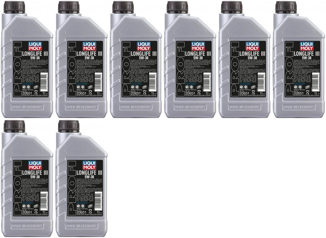 Liqui Moly 20651 Profi Longlife III 5W-30 Motoröl 8x 1l = 8 Liter