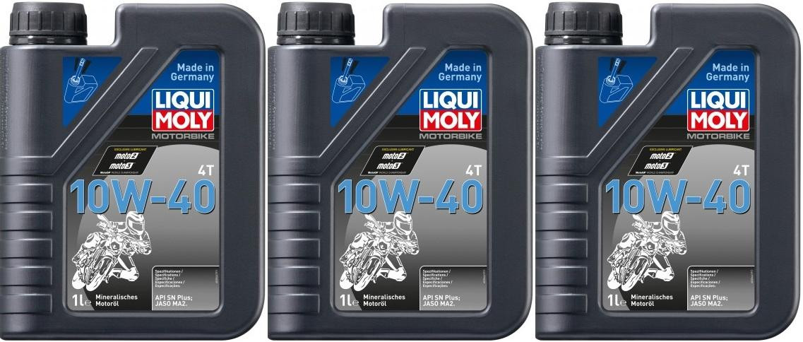 Liqui Moly 3044 Motorbike 4T 10W-40 Basic Street Motorrad Motoröl 3x 1l=3 Liter