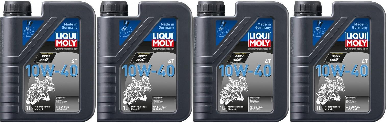 Liqui Moly 3044 Motorbike 4T 10W-40 Basic Street Motorrad Motoröl 4x 1l=4 Liter