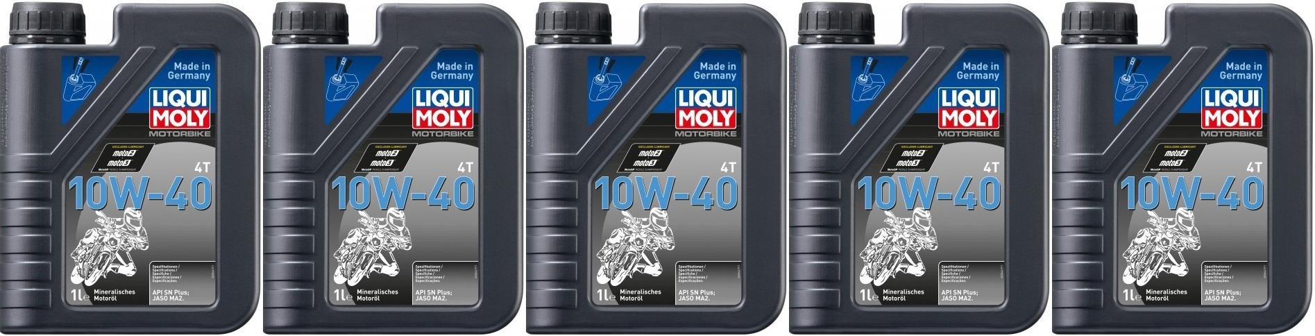 Liqui Moly 3044 Motorbike 4T 10W-40 Basic Street Motorrad Motoröl 5x 1l=5 Liter