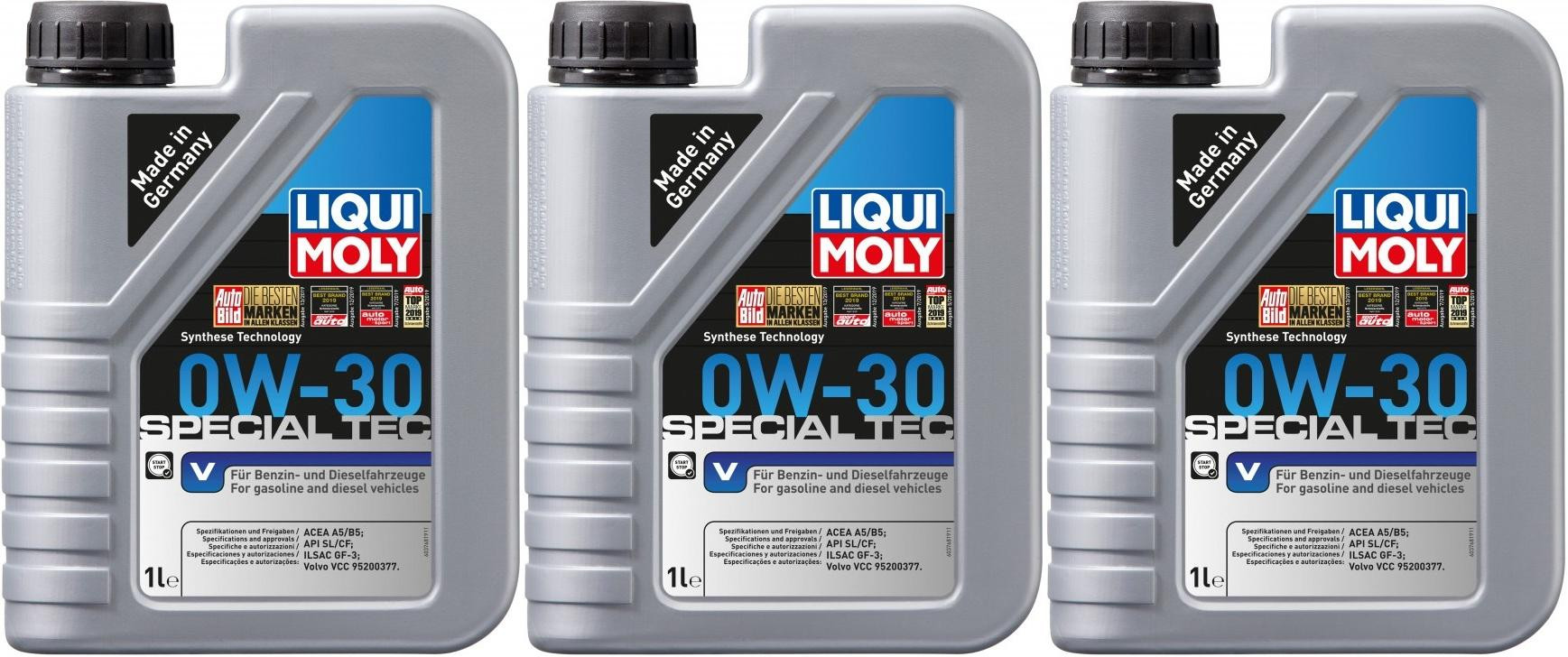 Liqui Moly 3768 Special Tec V 0W-30 Motoröl 3x 1l = 3 Liter