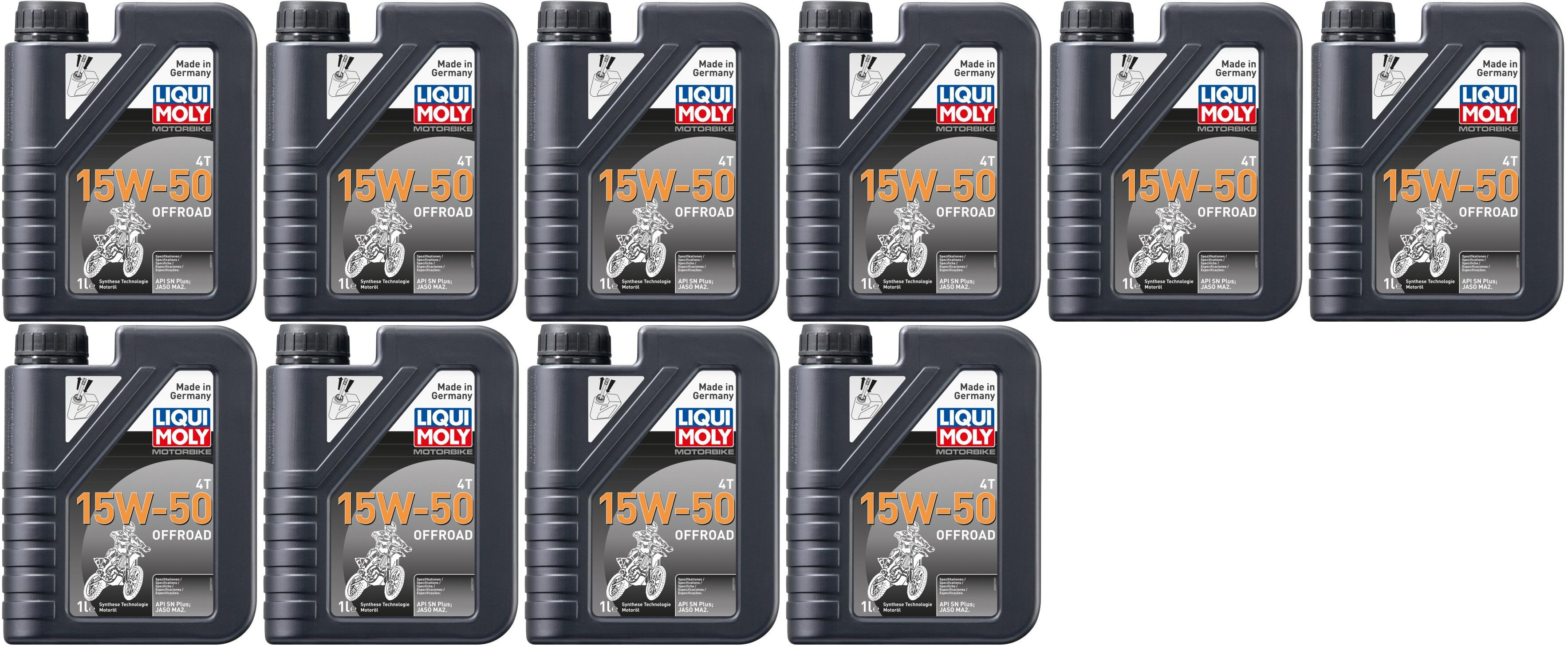 Liqui Moly 3057 Motorbike 4T 15W-50 Offroad Motorrad Motoröl 10x 1l = 10 Liter