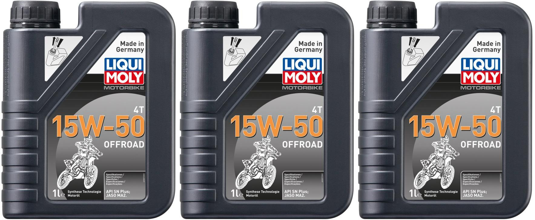 Liqui Moly 3057 Motorbike 4T 15W-50 Offroad Motorrad Motoröl 3x 1l = 3 Liter