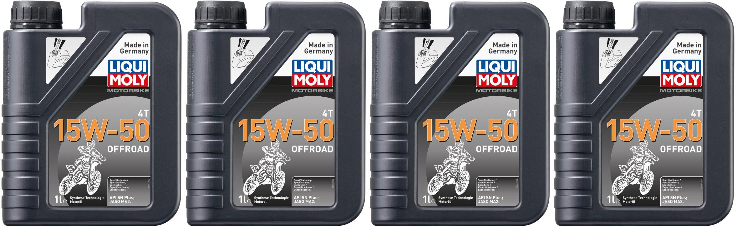 Liqui Moly 3057 Motorbike 4T 15W-50 Offroad Motorrad Motoröl 4x 1l = 4 Liter