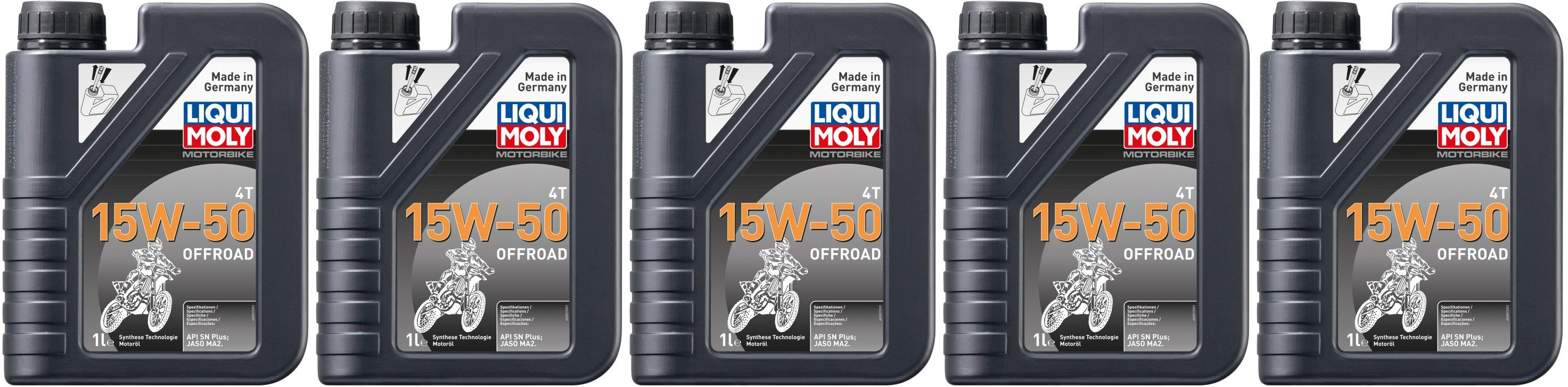 Liqui Moly 3057 Motorbike 4T 15W-50 Offroad Motorrad Motoröl 5x 1l = 5 Liter