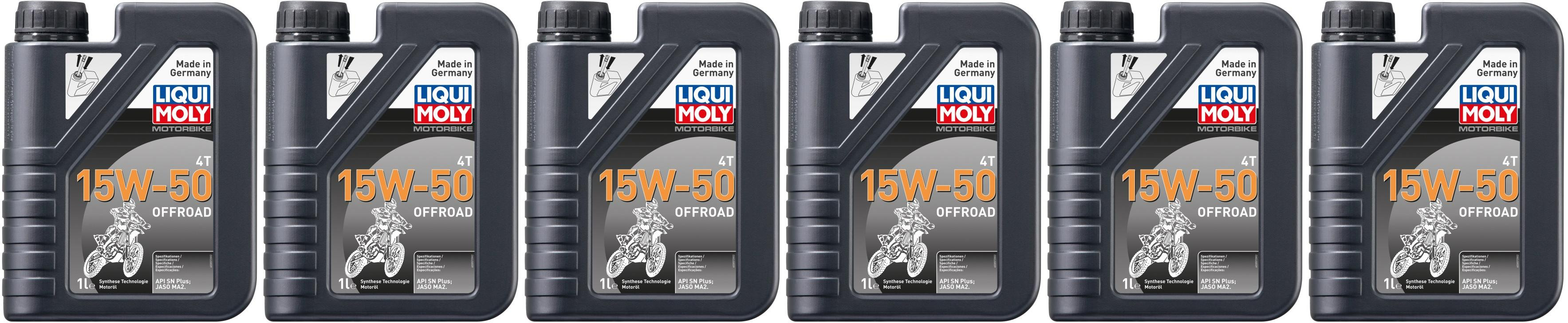 Liqui Moly 3057 Motorbike 4T 15W-50 Offroad Motorrad Motoröl 6x 1l = 6 Liter