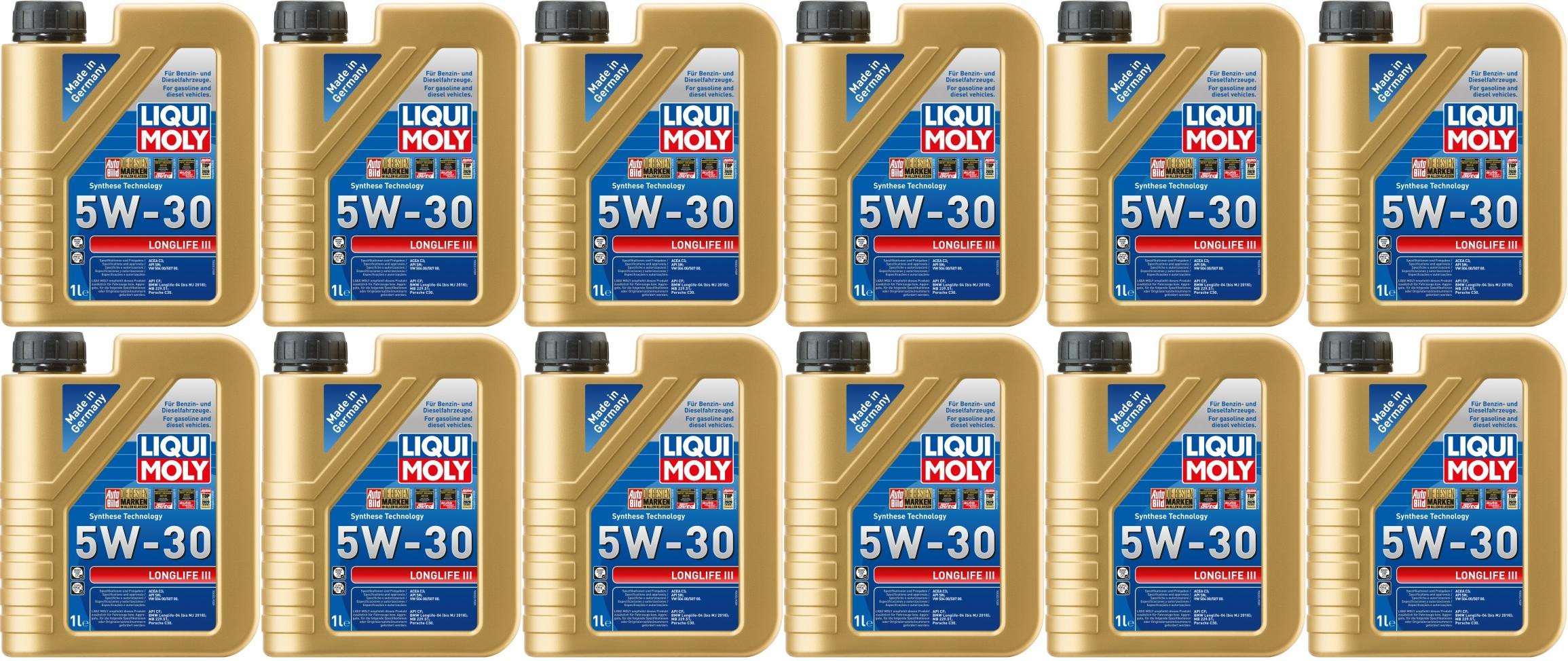 Liqui Moly 20646 5W-30 Longlife III Motoröl 12x 1l = 12 Liter