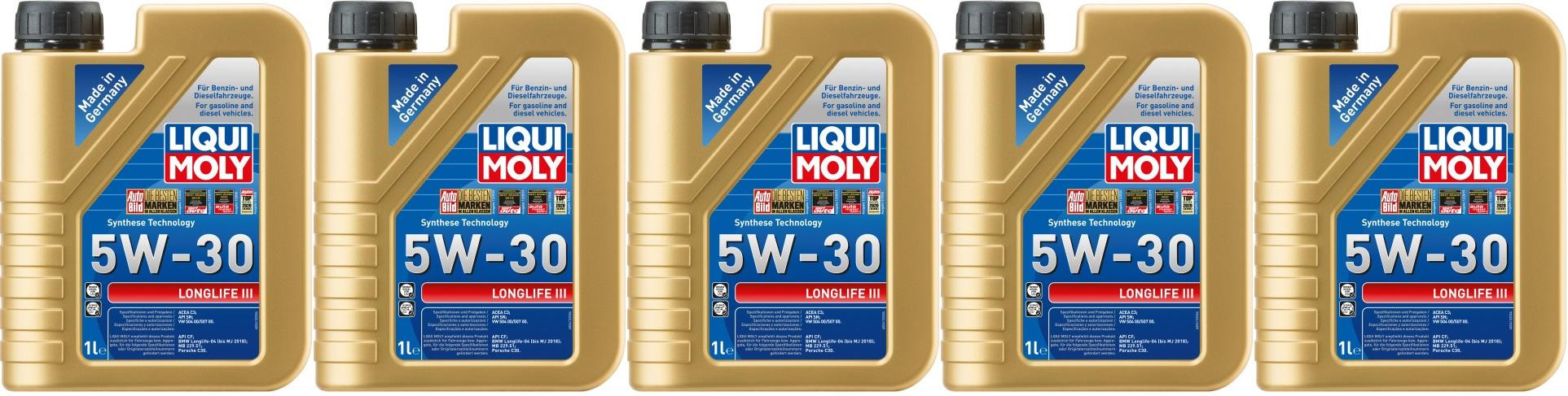 Liqui Moly 20646 5W-30 Longlife III Motoröl 5x 1l = 5 Liter