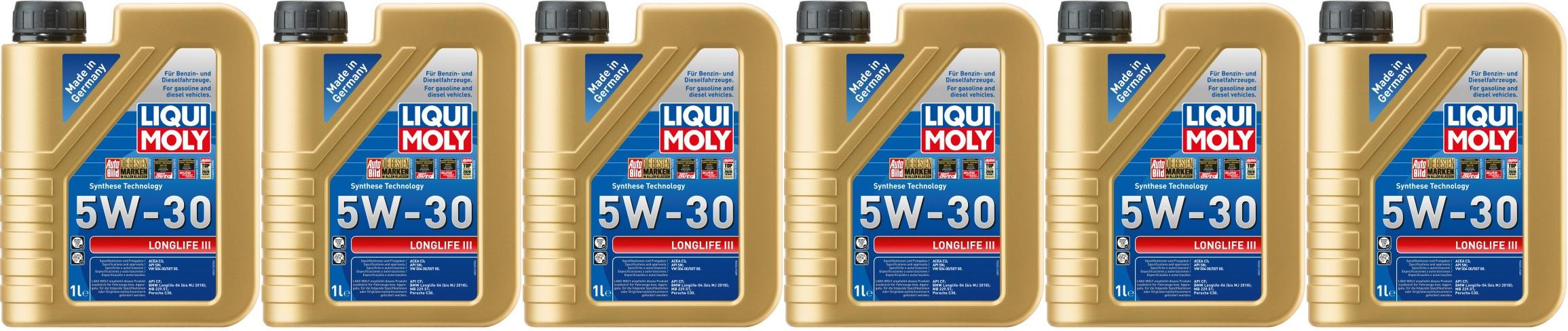 Liqui Moly 20646 5W-30 Longlife III Motoröl 6x 1l = 6 Liter